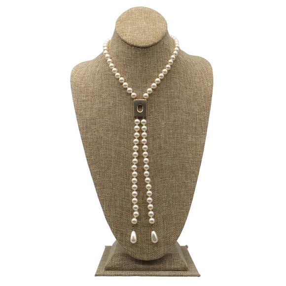 CHANEL Jewelry - Chanel Cream 2017 Drop Pendant Pearl String Necklace